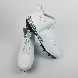 Under Armour Men Banshee Ripshot Mid White MC Lacrosse Cleats 1297352 101 Sz 16